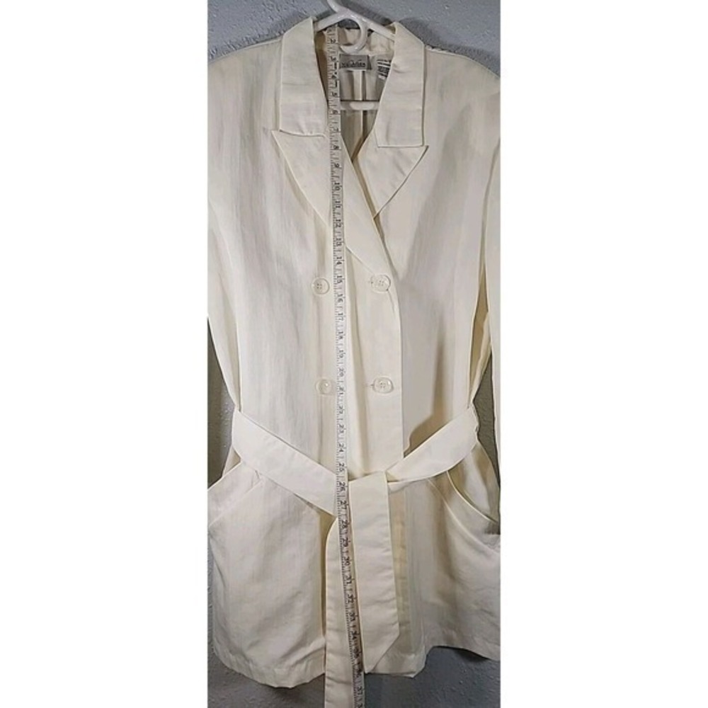 The Villager Liz Claiborne Women's White Trench Blazer W/tie Large VTG - Picture 5 of 7